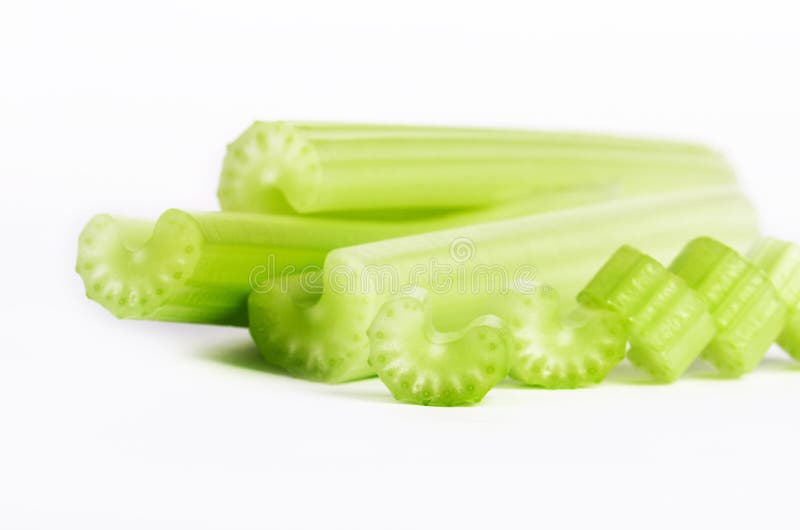 Celery Stems and Leaves Closeup on a White Background Horizontal Stock Image Image of