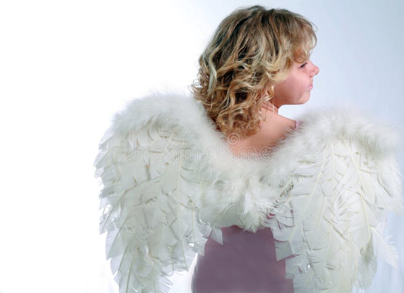 Beautiful Happy Girl with Angel Wings Stock Image - Image of innocence ...