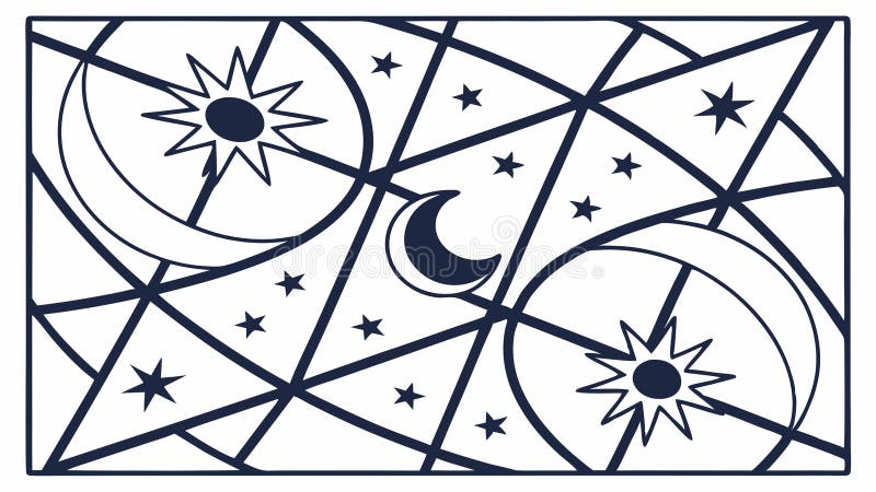 Celestial Geometric Pattern Stars Moon Night Sky Universe Abstract Design Vector Cosmic vetor design Generative AI royaltyfri illustrationer