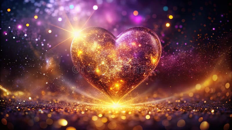 A Celestial Heart Abstract Art Explores the Essence of Love and Connection with Glowing Sparkle and Cosmic Elements royalty free illustration
