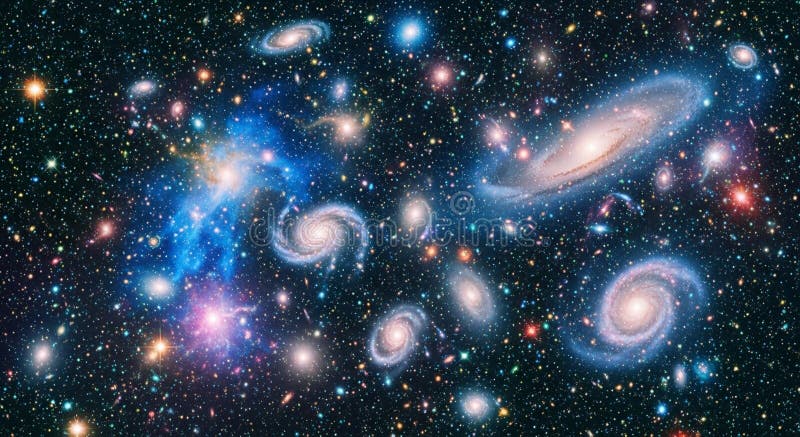 Vast universe filled with countless stars, colorful nebulae royalty free illustration