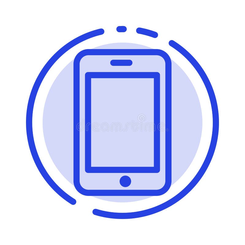Cell Mobile Phone Call Blue Dotted Line Line Icon Stock Vector Illustration Of Sign Service