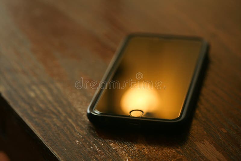 Cell phone on a desk stock photo. Image of desk, electronics 95780354
