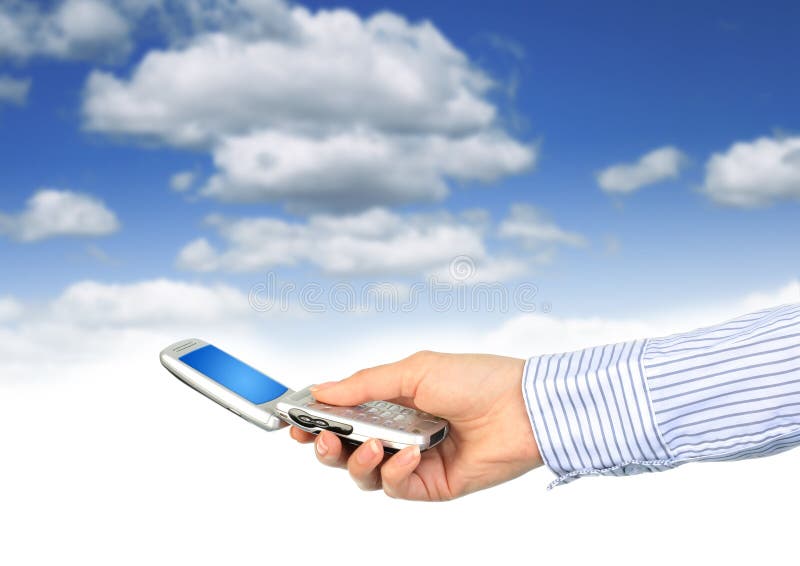Cell phone in hand. stock photography Cell phone in hand. stock photography