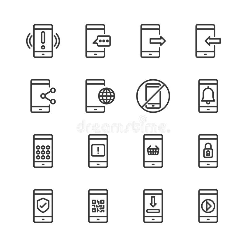 Cell phone icon set. Vector illustration royalty free illustration