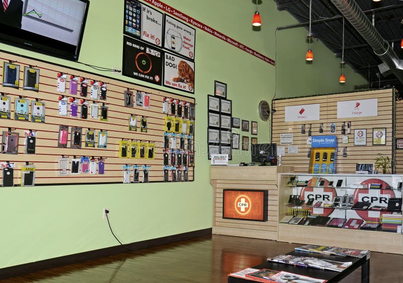 Cell Phone Repair Store editorial stock image. Image of technology 69242994