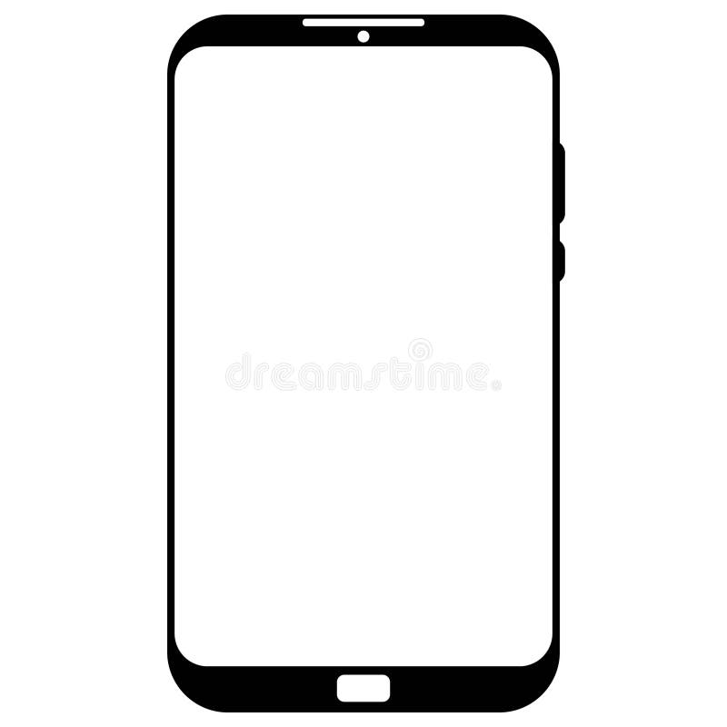 Cell phone, smartphone screen frame front view modern gadget mock up template isolated on white background. Device to royalty free illustration