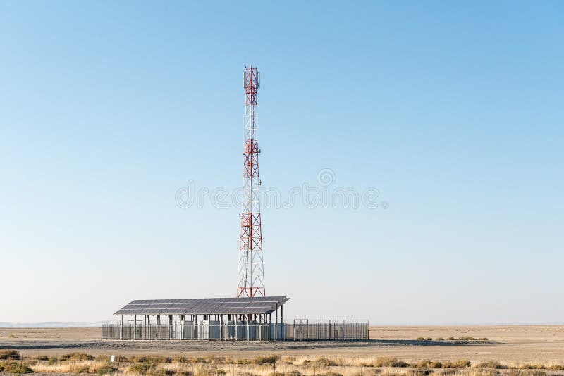 Cell phone telecommunications tower, using solar power only