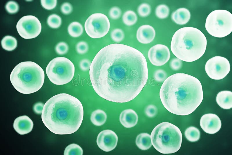 Cell under mikroskopet Liv och biologi, vetenskaplig medicin, molekylär forskningdna illustration 3d