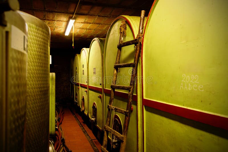 Cellar Room with Concrete Wine Tanks. Stock Image Image of alcoholic