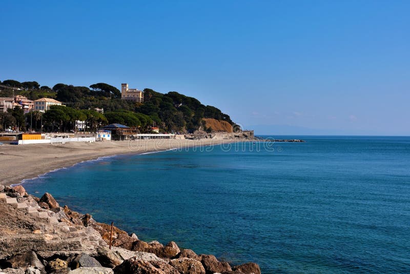 Panorama and beach of Celle Ligure Italy. Panorama and beach of Celle Ligure Italy