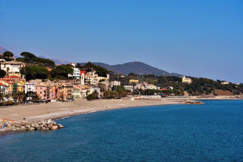 Panorama and beach of Celle Ligure Italy. Panorama and beach of Celle Ligure Italy