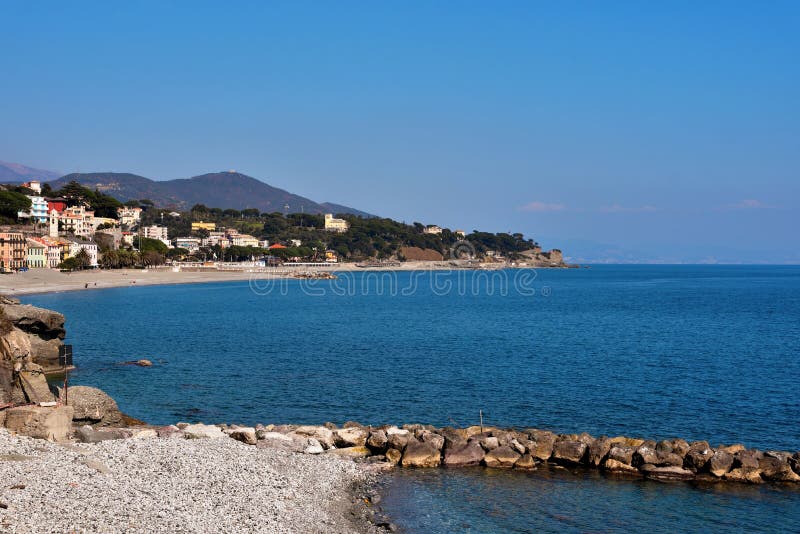 Panorama and beach of Celle Ligure Italy. Panorama and beach of Celle Ligure Italy