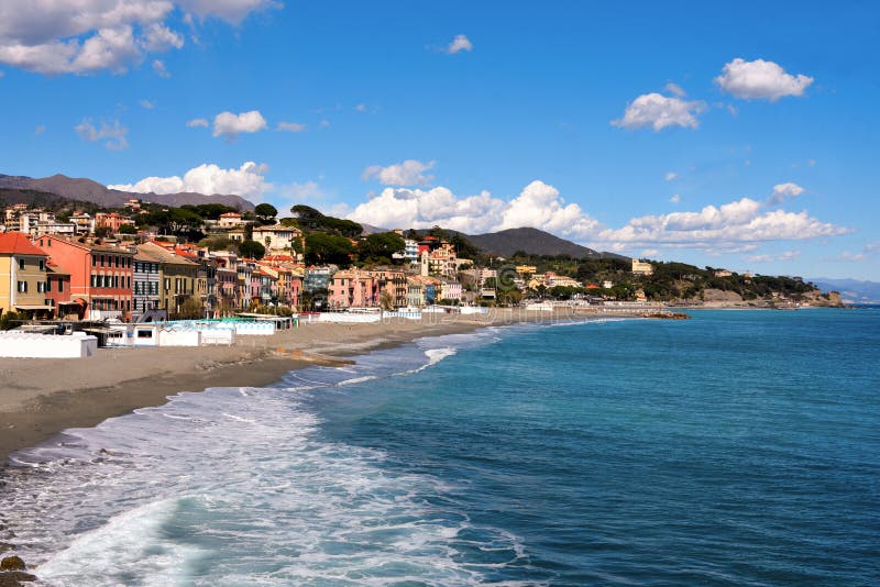 panorama and coast in Celle Ligure Liguria Italy