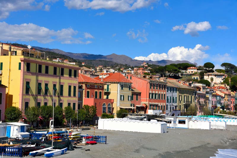 panorama and coast in Celle Ligure Liguria Italy