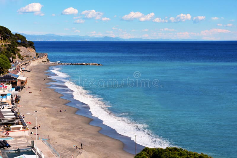 coast and long beach in celle ligure savona italy