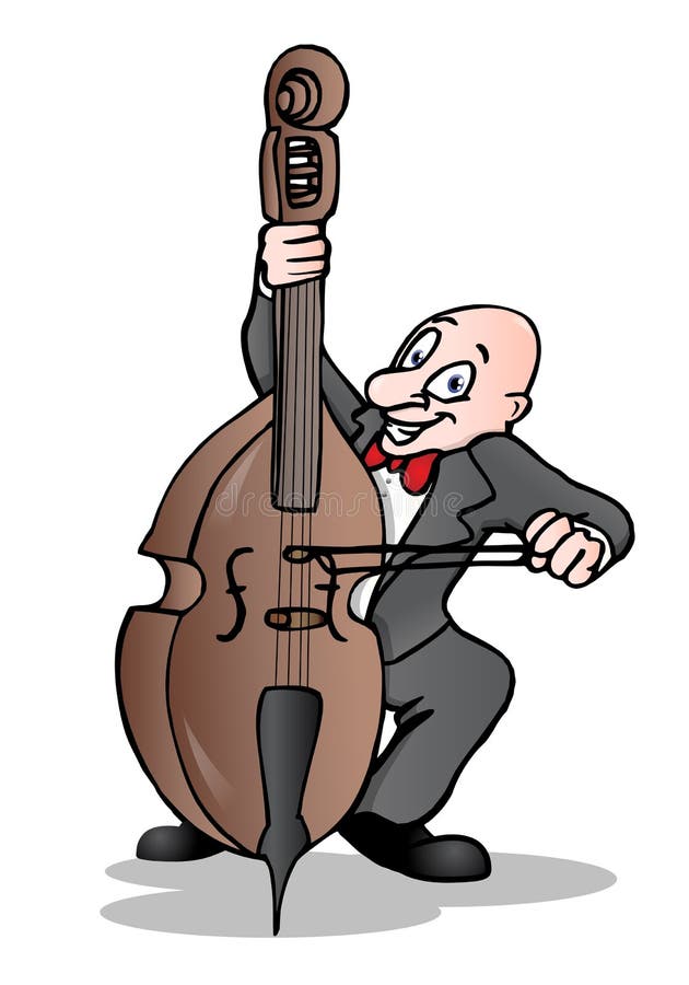 Illustration of a cellist play melody with his cello. Illustration of a cellist play melody with his cello