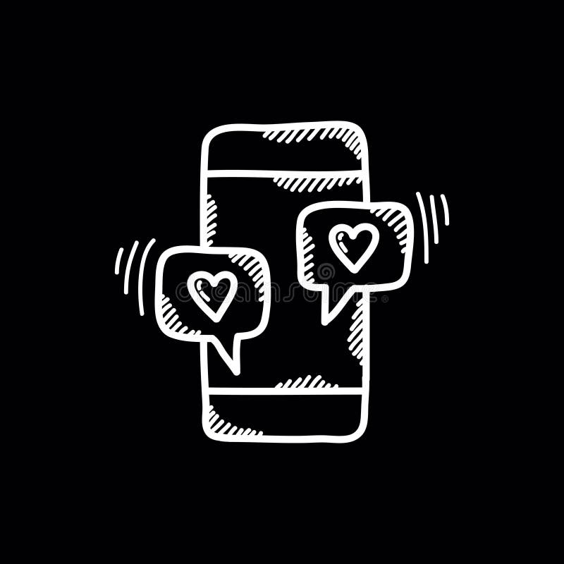 Download Cellphone With Love Messages Doodle Icon, Vector ...