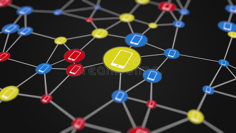 Cellular network activity, 3D rendering background royalty free illustration