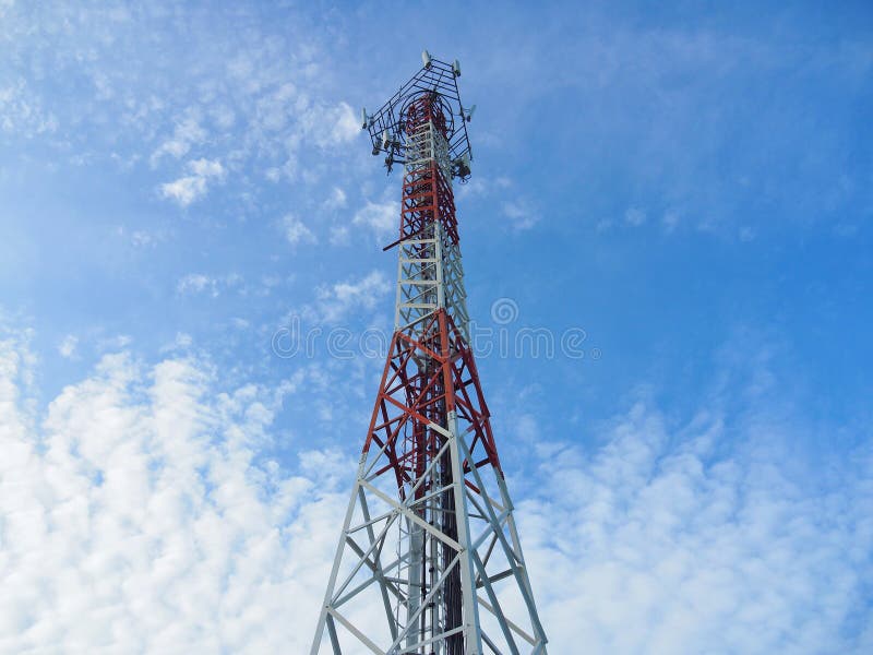 Cellular Signal Tower or Large antenna with broadcast equipment And the frequency bands in the concept of wireless communications