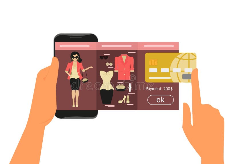 Cellulare app per acquisto di modo royalty illustrazione gratis Cellulare app per acquisto di modo royalty illustrazione gratis