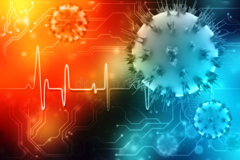 Cellule dei batteri del virus della rappresentazione 3d nel fondo digitale royalty illustrazione gratis