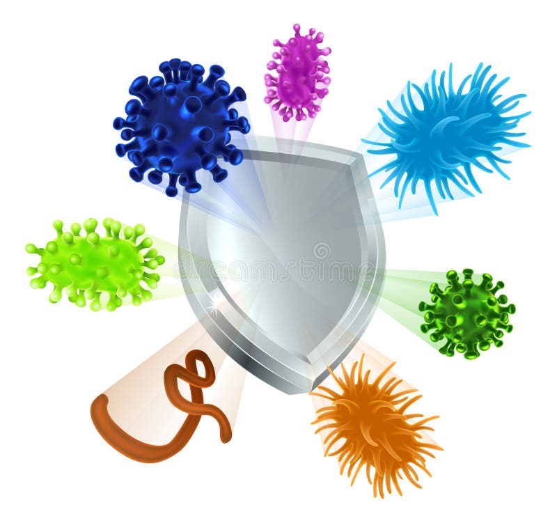 Cellule di protezione del virus del vaccino o icona antibatterica
