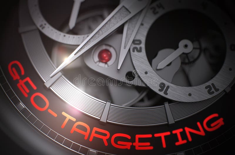 Geo-Targeting on Mechanical Watch Detail, Chronograph Close-Up. Geo-Targeting on the Face of Mechanical Watch Machinery Macro Detail Monochrome. Time and Work Concept with Lens Flare. 3D Rendering. Geo-Targeting on Mechanical Watch Detail, Chronograph Close-Up. Geo-Targeting on the Face of Mechanical Watch Machinery Macro Detail Monochrome. Time and Work Concept with Lens Flare. 3D Rendering.