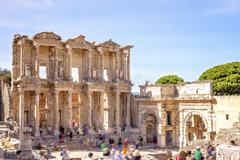 Celsus ancient Library in Ephesus - Izmir, Selcuk, Turkey royalty free stock photos