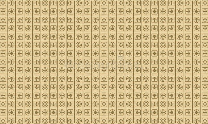 Texture with Celtic cross in circle and square with line, wallpaper, light wood surface pattern, religion, cross of Saint Patrick stock illustration