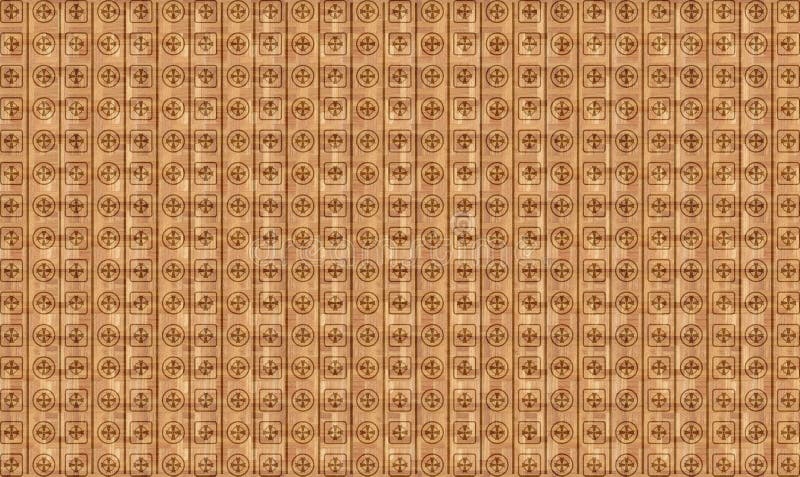 Texture with Celtic cross in circle and square with line, background, parquet floor pattern, religion, cross of Saint Patrick stock illustration