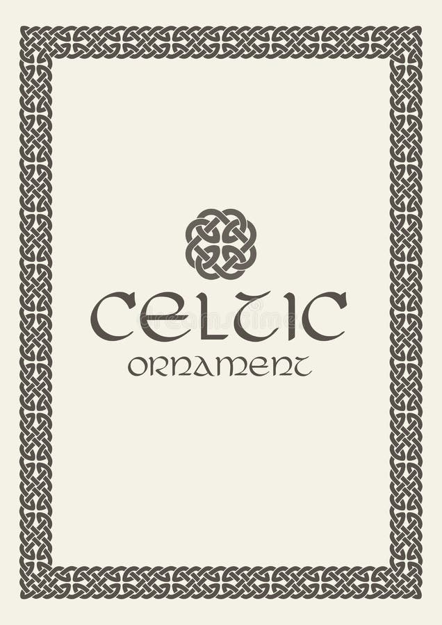 Celtic knot braided frame border ornament. Vector illustration.