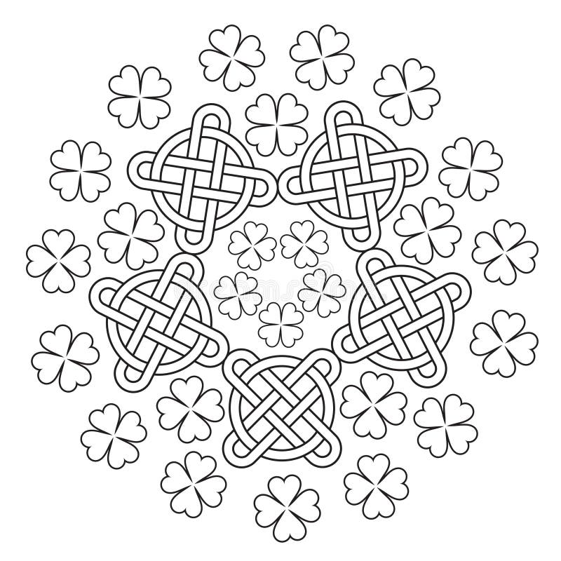 Celtic Mandala with knot ornament and clover of 4 leafs. stock illustration Celtic Mandala with knot ornament and clover of 4 leafs. stock illustration