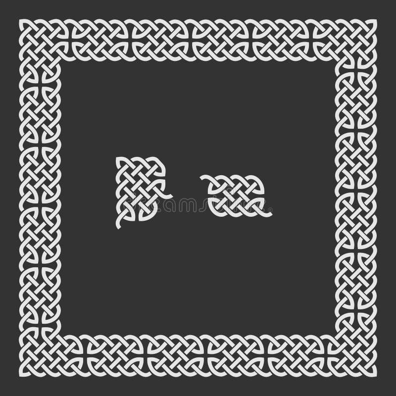 Celtic style frame pattern and corner isolated on white background vector illustration ilustração royalty free