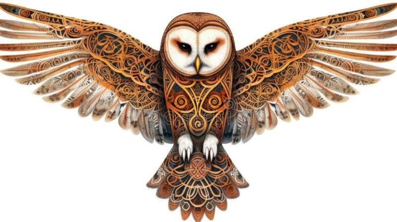 Owl tattoo art Owl in ethnic celtic style tshirt design Stock Vector   Adobe Stock