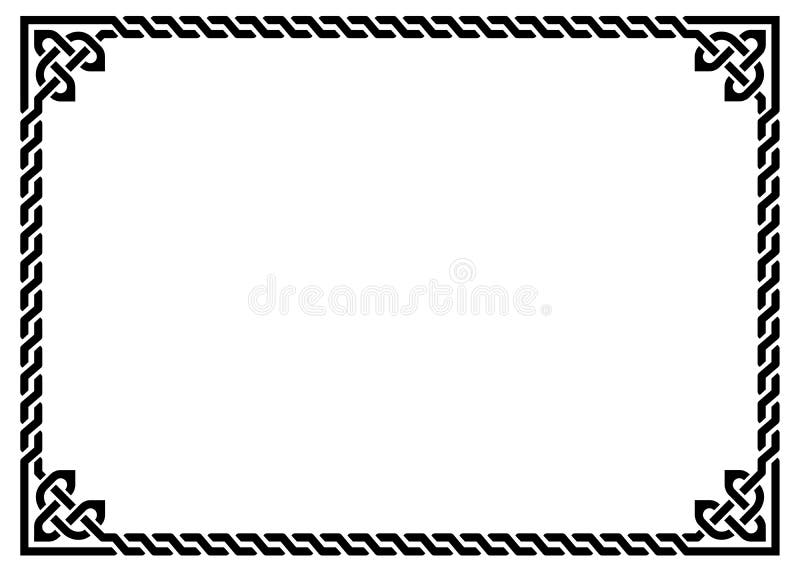 Celtic vector frame or border pattern with decorative corners - rectangle 5x7in, Irish knots, braided stock illustration