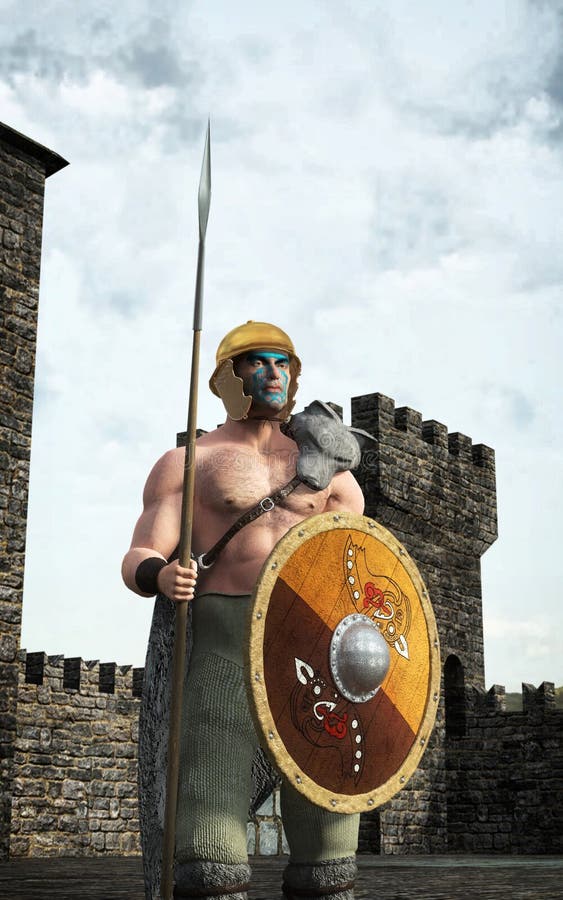 Celtic warrior and castle stock illustration Celtic warrior and castle stock illustration