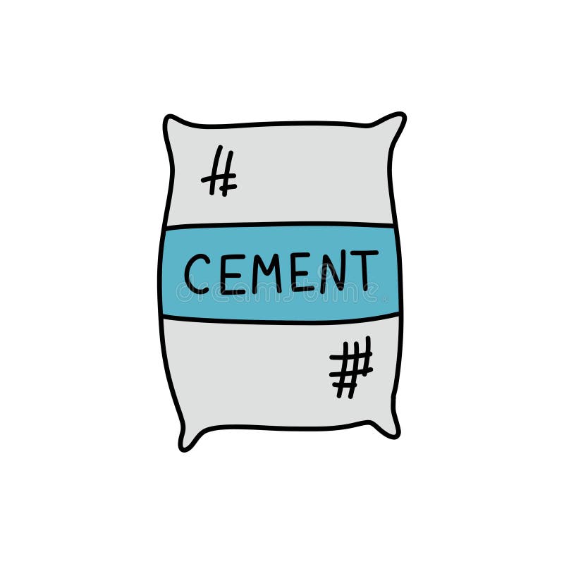 Cement Bag Doodle Icon, Vector Illustration Stock Illustration