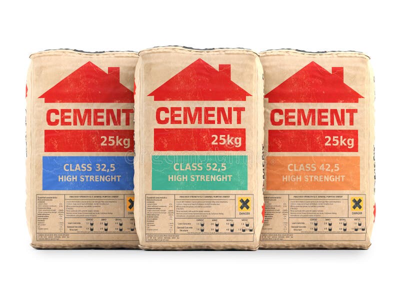 Cement Bags O Sacks Isolated on White Stock Illustration Illustration