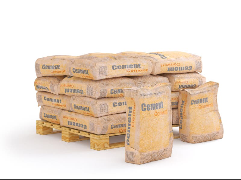 Cement In Bags On Pallet, 3D Rendering Stock Photo - Image of render