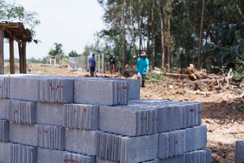 Cement Block in Construction Site. Stock Photo - Image of repairing