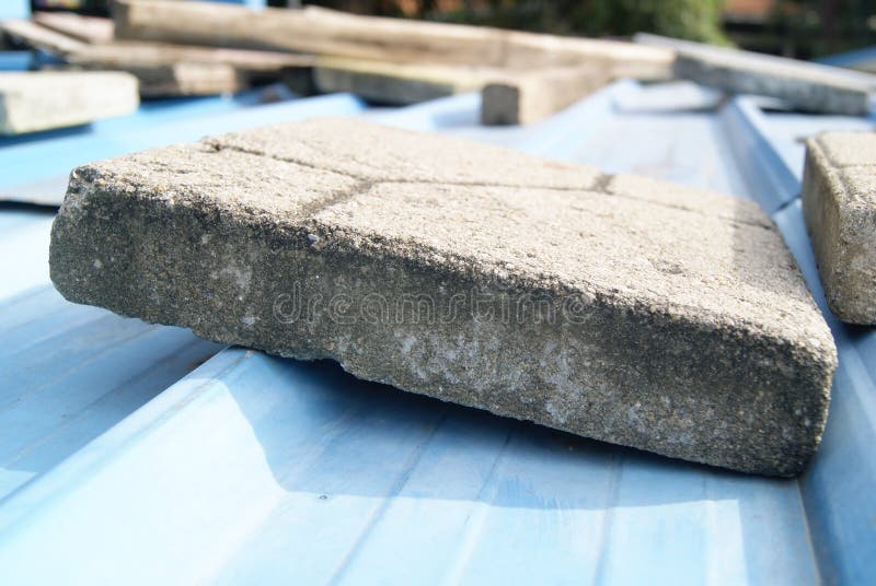 Cement blocks on the roof stock photo. Image of architecture 37437434