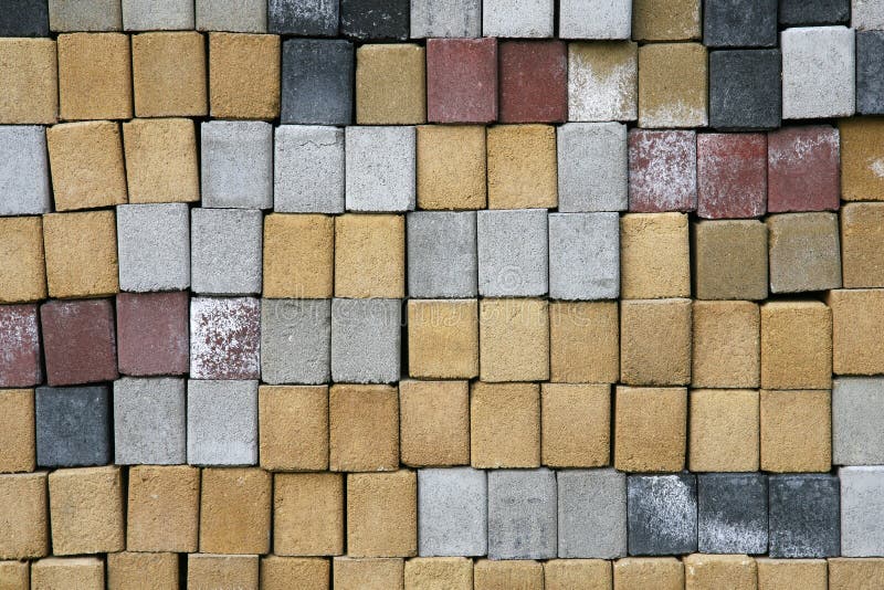 Cement Bricks in Different Colors Stock Image - Image of stack