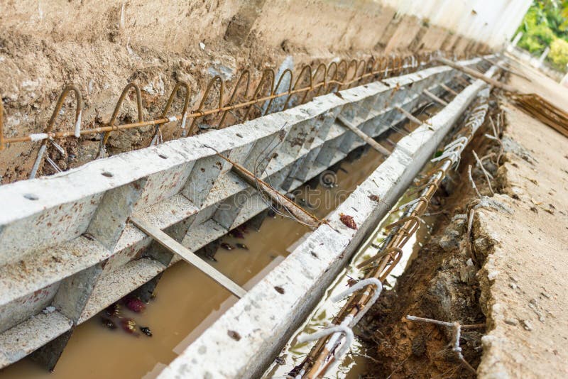 Cement Casting Block for Drainage Construction. Stock Photo Image of