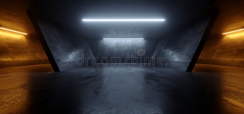 Cement Dark Grunge Orange White Glowing Led Parking Underground Car Magazzino Garage Studio Rough Reflective Spaceship royalty illustrazione gratis Cement Dark Grunge Orange White Glowing Led Parking Underground Car Magazzino Garage Studio Rough Reflective Spaceship royalty illustrazione gratis