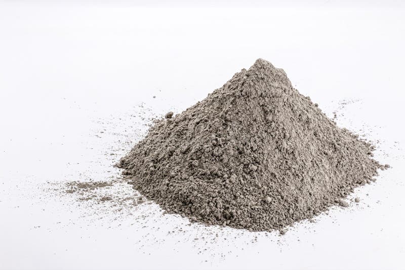 Cement Dust Pile on Isolated White Background, Construction Material