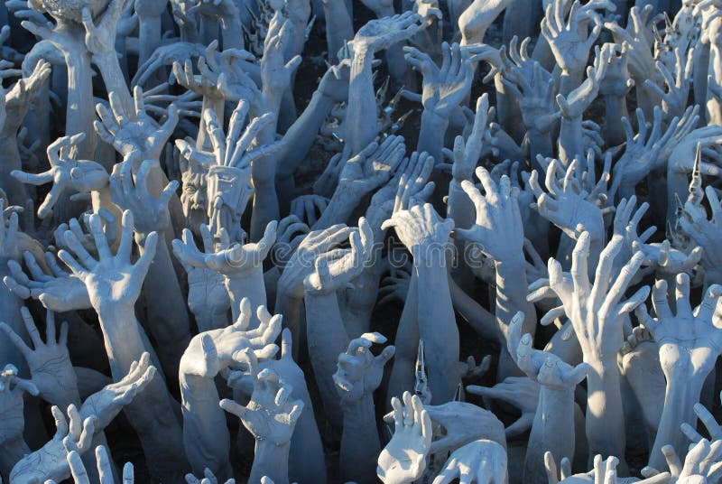 Cement hands sculpture stock image. Image of tropical 12253907