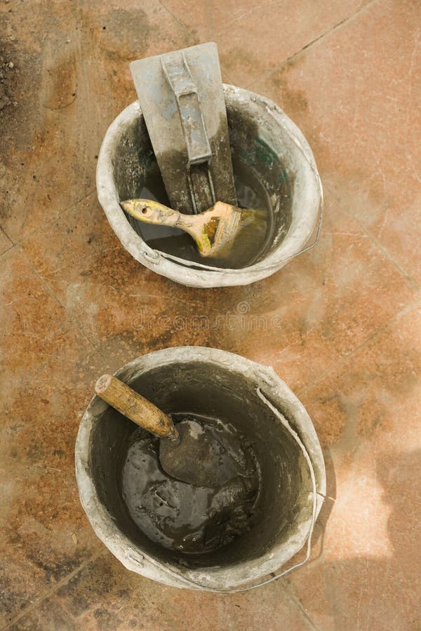 Cement Mix Prepared For Covering Brick Wall Photo Taken In Semarang