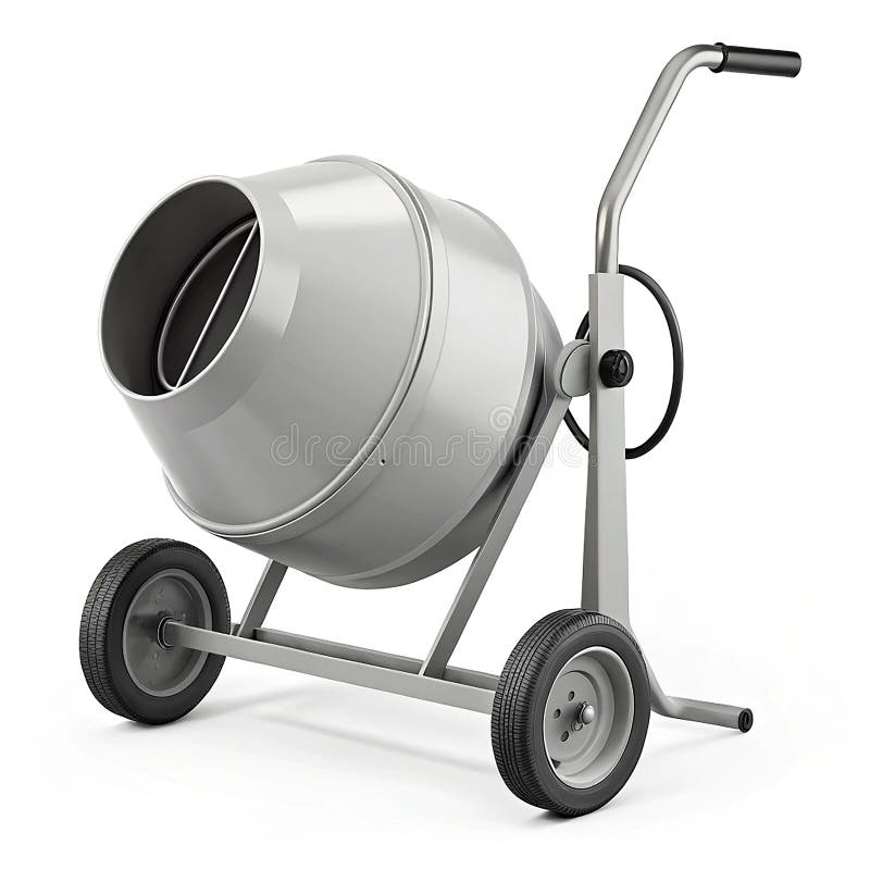 Cement mixer with drum and handle on white background royalty free illustration