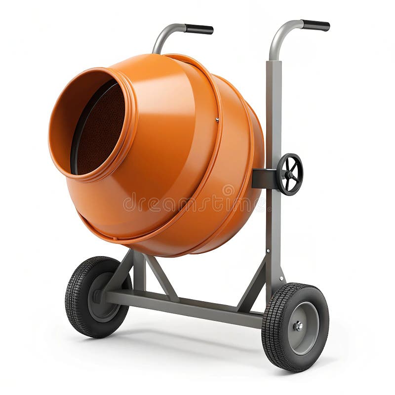Cement mixer with drum and handle on white background royalty free illustration